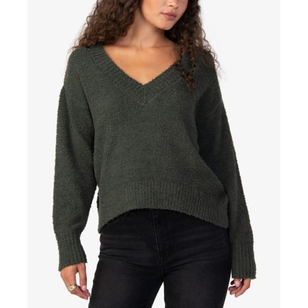Sanctuary Women's Green forest Long-Sleeve V-Neck Sweatshirt Sweater XXS